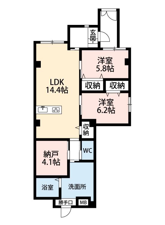 リバーサイド東洋(2SLDK/1階)の間取り写真