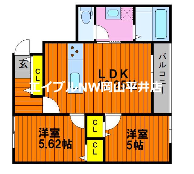 フライハイトA(2LDK/1階)の間取り写真