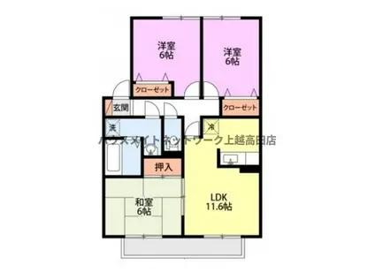 スノーチャイルド C棟(3LDK/1階)の間取り写真