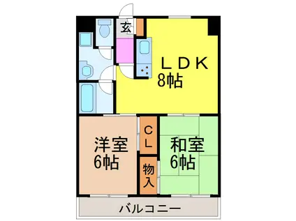コスモトピア(2LDK/1階)の間取り写真
