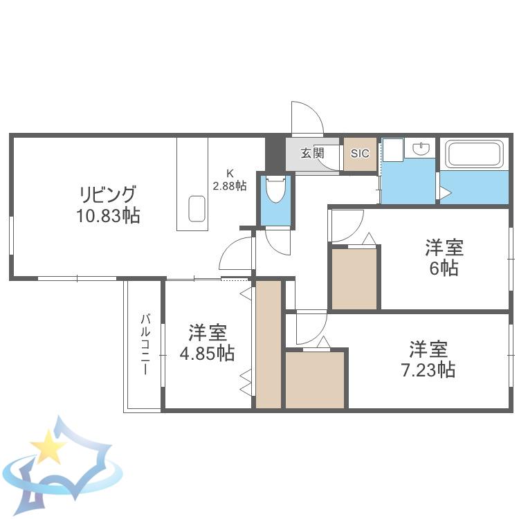 VILLAGE KOTONI(3LDK/3階)の間取り写真