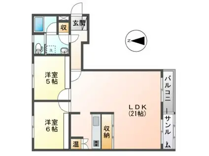 サン・マール城西(2LDK/2階)の間取り写真
