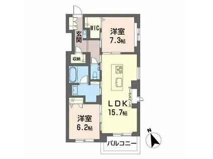 シャーメゾンステージ西草深(2LDK/2階)の間取り写真