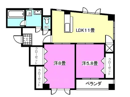 CALM STAGE(2LDK/4階)の間取り写真