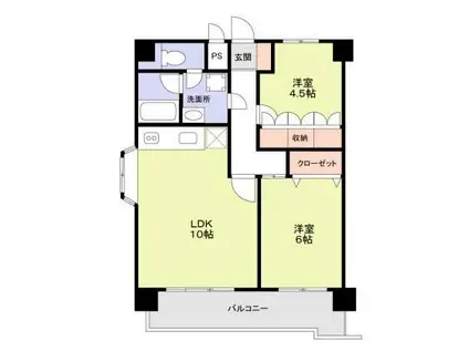 スミノ藤沢(2LDK/8階)の間取り写真