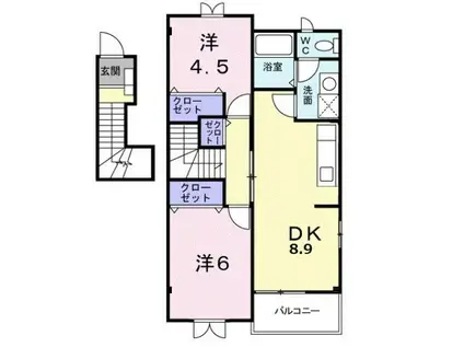 エステートHIBINOB(2DK/2階)の間取り写真