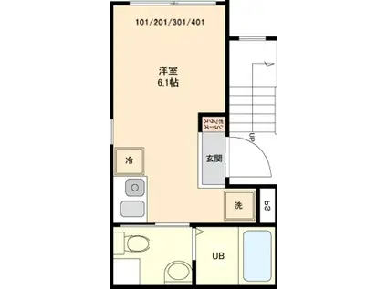 アイリス洗足(ワンルーム/B1階)の間取り写真