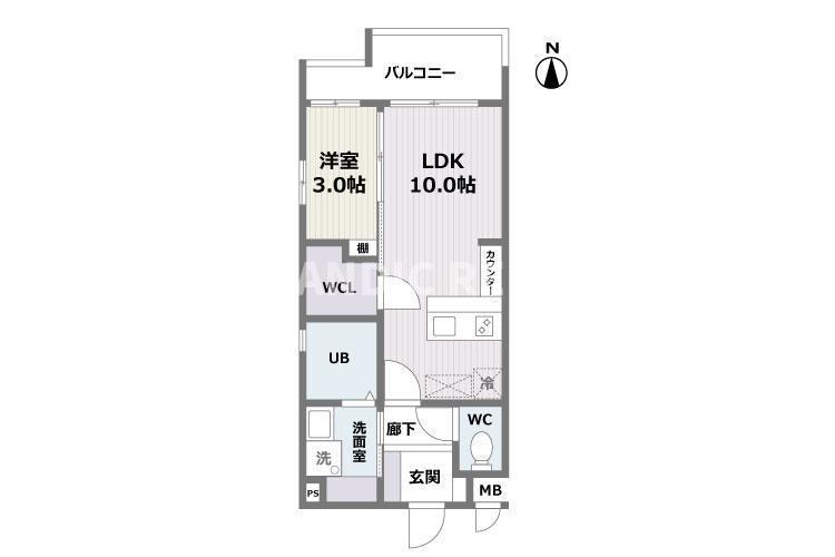 エフパルク大橋II(1LDK/2階)の間取り写真