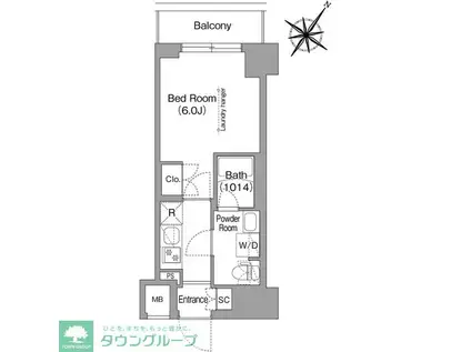 コンフォリア・リヴ横浜阪東橋(1K/2階)の間取り写真