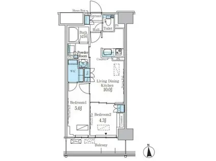 パークアクシス新宿百人町(2LDK/6階)の間取り写真