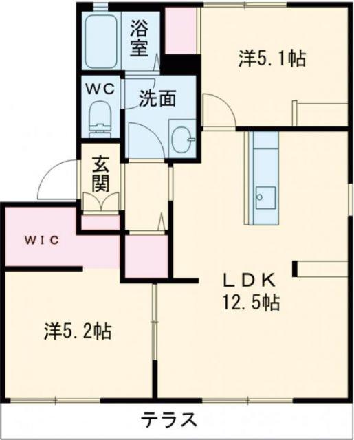 フレグランス阪南 A棟(2LDK/1階)の間取り写真