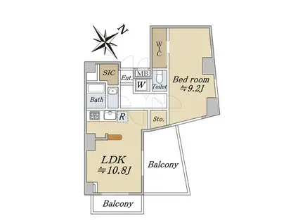 ラフィネ白金高輪(1LDK/4階)の間取り写真
