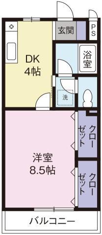 GRACY山城西(1K/1階)の間取り写真