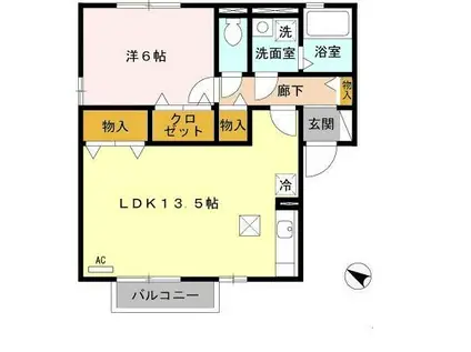 ドゥ・フォルティ(1LDK/1階)の間取り写真