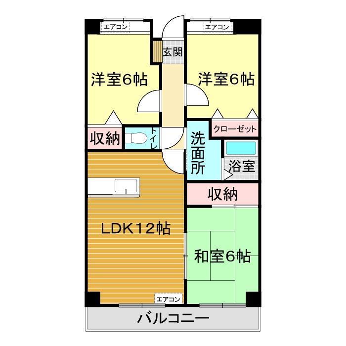 アンソレイエ(3LDK/1階)の間取り写真