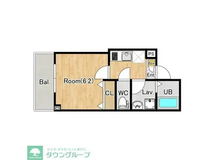 ジーメゾン前原(1K/3階)の間取り写真