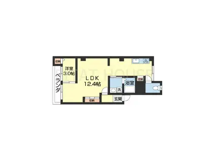 カサ・デ・かのだ(1LDK/3階)の間取り写真