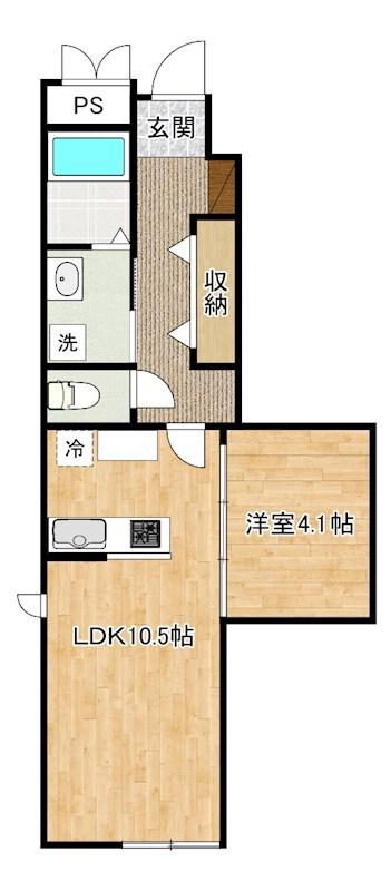 SUN VIA下到津(1LDK/1階)の間取り写真