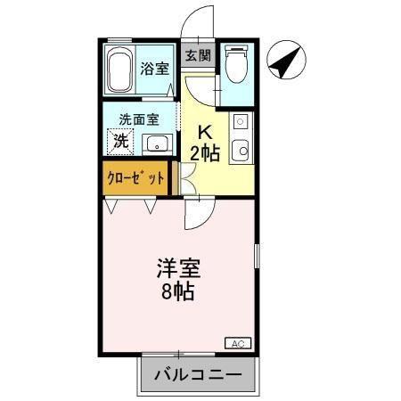 アメニティ(1K/2階)の間取り写真