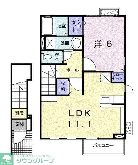 ソレイユ ブラン(1LDK/2階)の間取り写真