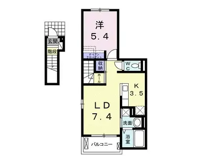 ウィステリア(1LDK/2階)の間取り写真