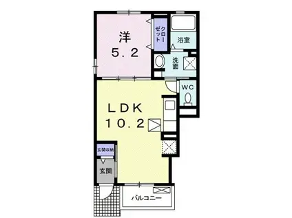 パーク スクエアA(1LDK/1階)の間取り写真