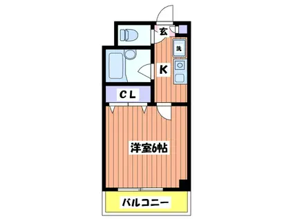 桜プリズム(1K/4階)の間取り写真