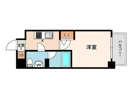 ルクレ新町レジデンス(1K/9階)の間取り写真