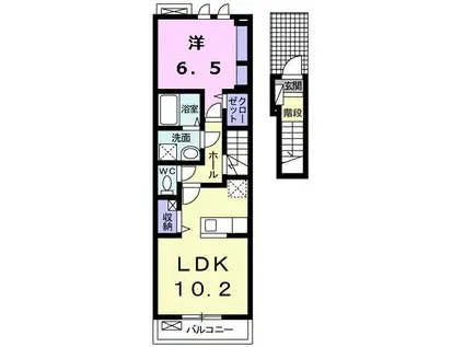 グランディールK.KIII(1LDK/2階)の間取り写真