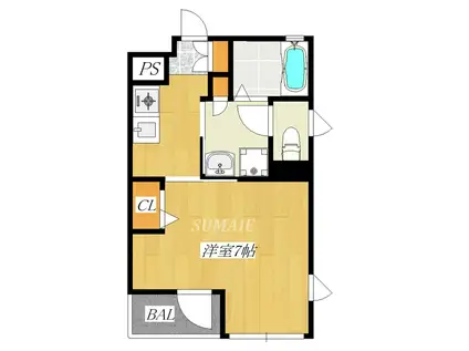 ノーザンハウス(1K/3階)の間取り写真