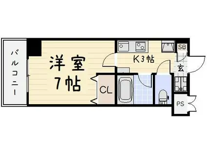 吉野町ワンルームマンション(1K/1階)の間取り写真
