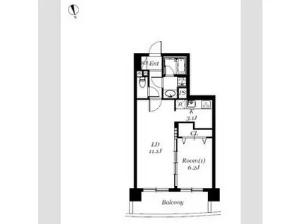 スカール桜城(1LDK/8階)の間取り写真