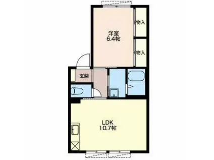 グランシャリオ川合(1LDK/1階)の間取り写真