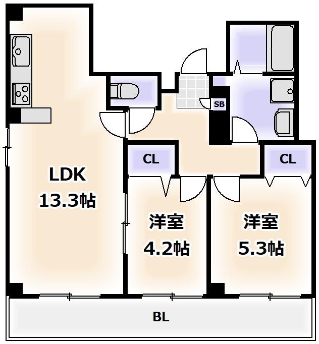 アーク美章園(2LDK/6階)の間取り写真