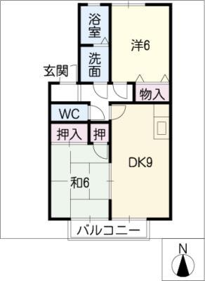 シリウスA(2DK/2階)の間取り写真