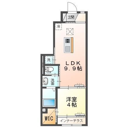 ＪＲ内房線 木更津駅 バス乗車時間：22分 最寄りバス停で下車 徒歩3分 2階建 築8年(1LDK/1階)の間取り写真