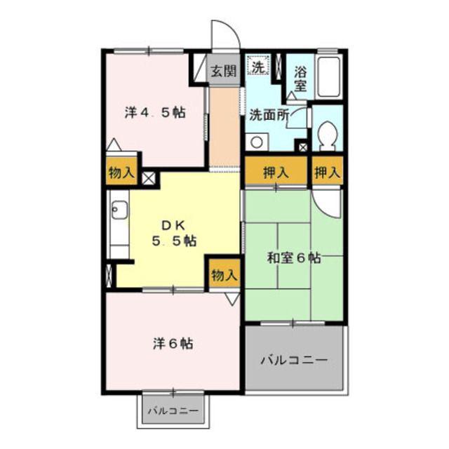 パレス土方(3DK/1階)の間取り写真