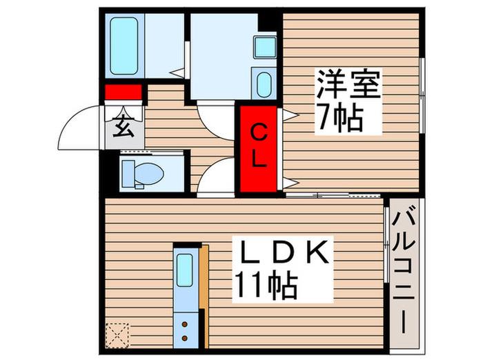 エクセルメゾン南流山(1LDK/1階)の間取り写真