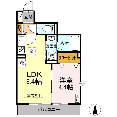 グロワール(1LDK/1階)の間取り写真
