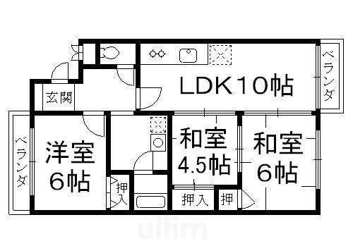 キャッスル蜂ノ壷(3LDK/3階)の間取り写真