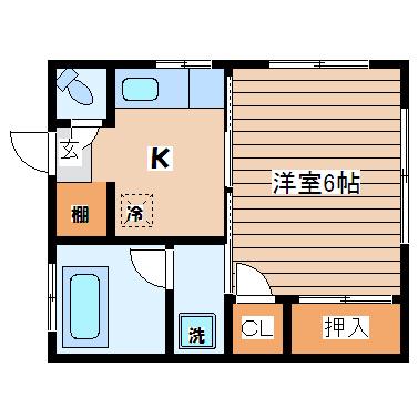 第一豊荘(1K/2階)の間取り写真