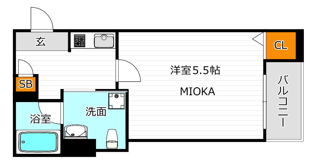 CRASTINE住吉大社(1K/3階)の間取り写真