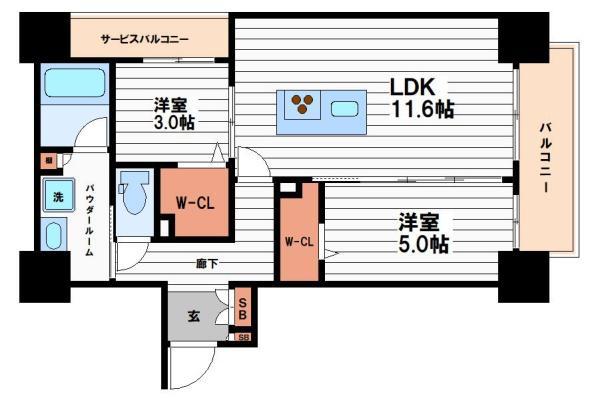アーバネックス南新町(2LDK/12階)の間取り写真