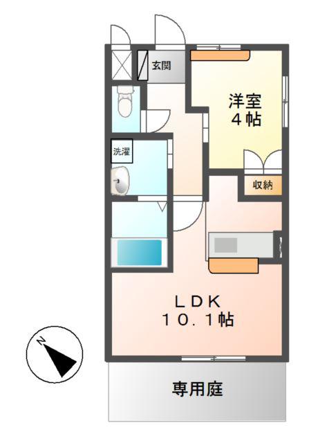 フローラ(1LDK/1階)の間取り写真