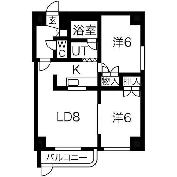 LOUVRE豊平(2LDK/1階)の間取り写真