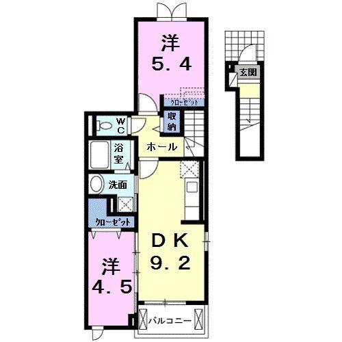 アヤソフィヤ III(2DK/2階)の間取り写真