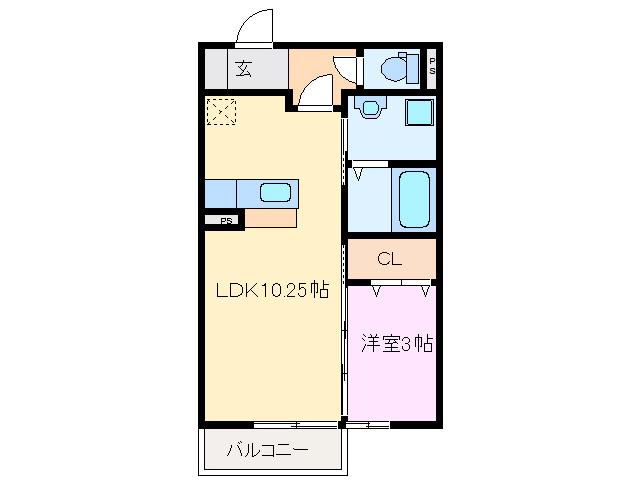 エクレール平田(1LDK/2階)の間取り写真