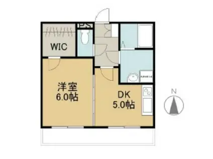 中屋マンション(1DK/1階)の間取り写真