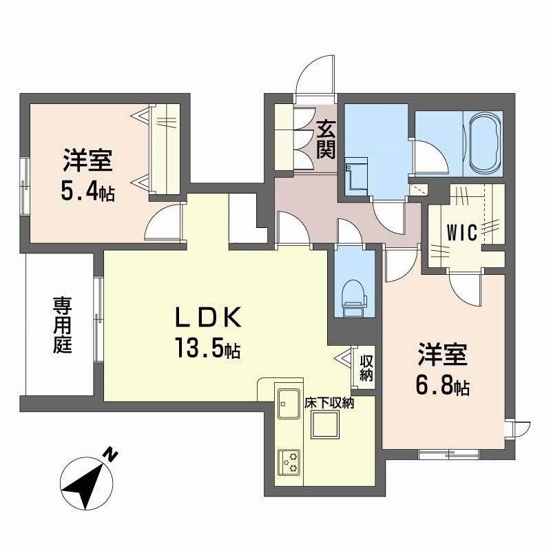 カーサ ジリオ(2LDK/1階)の間取り写真