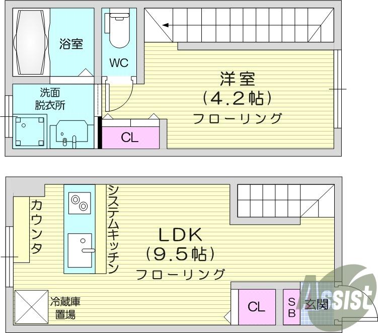 Dメゾン若林(1LDK/1階)の間取り写真
